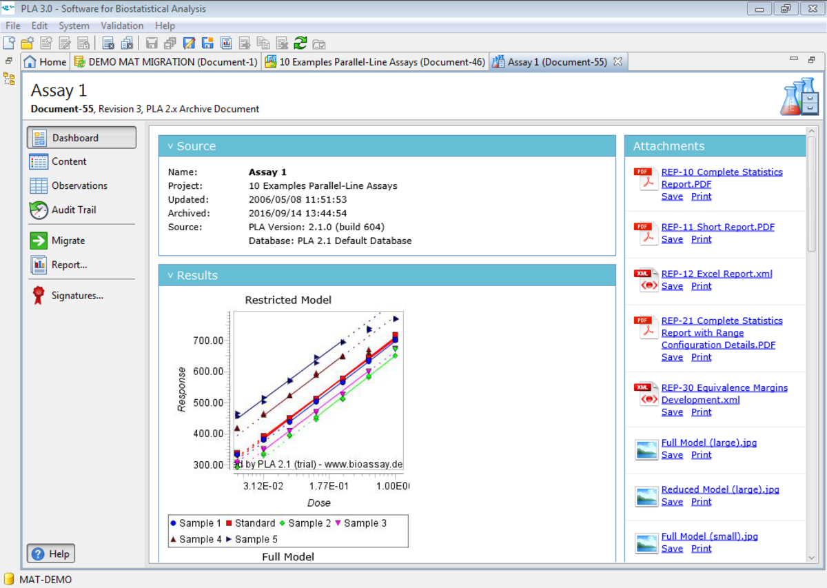 PLA 3.0 – Software for Biostatistical Analysis: Archiving PLA 2.x assays