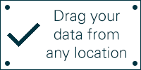 Commercial picture with text: Drag your data from any location