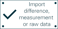 Commercial picture with text: Import difference measurement or raw data